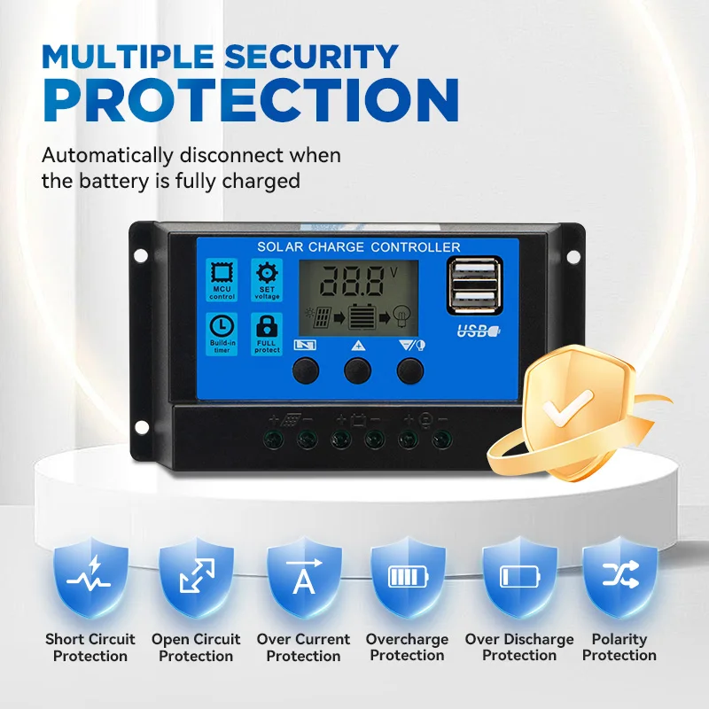 Контроллер солнечной батареи PWM 10A20A30A 12 В/24 В автоматическая свинцово-кислотная и литиевая батарея контроллер солнечного заряда для дома с использованием управления