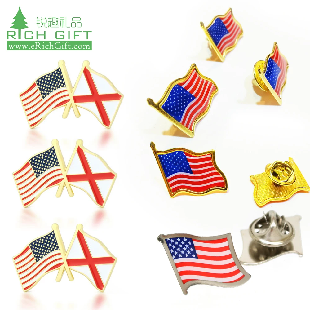 High quality custom usa country logo flag pin badges small metal epoxy soft enamel custom american flag lapel pin for clothes