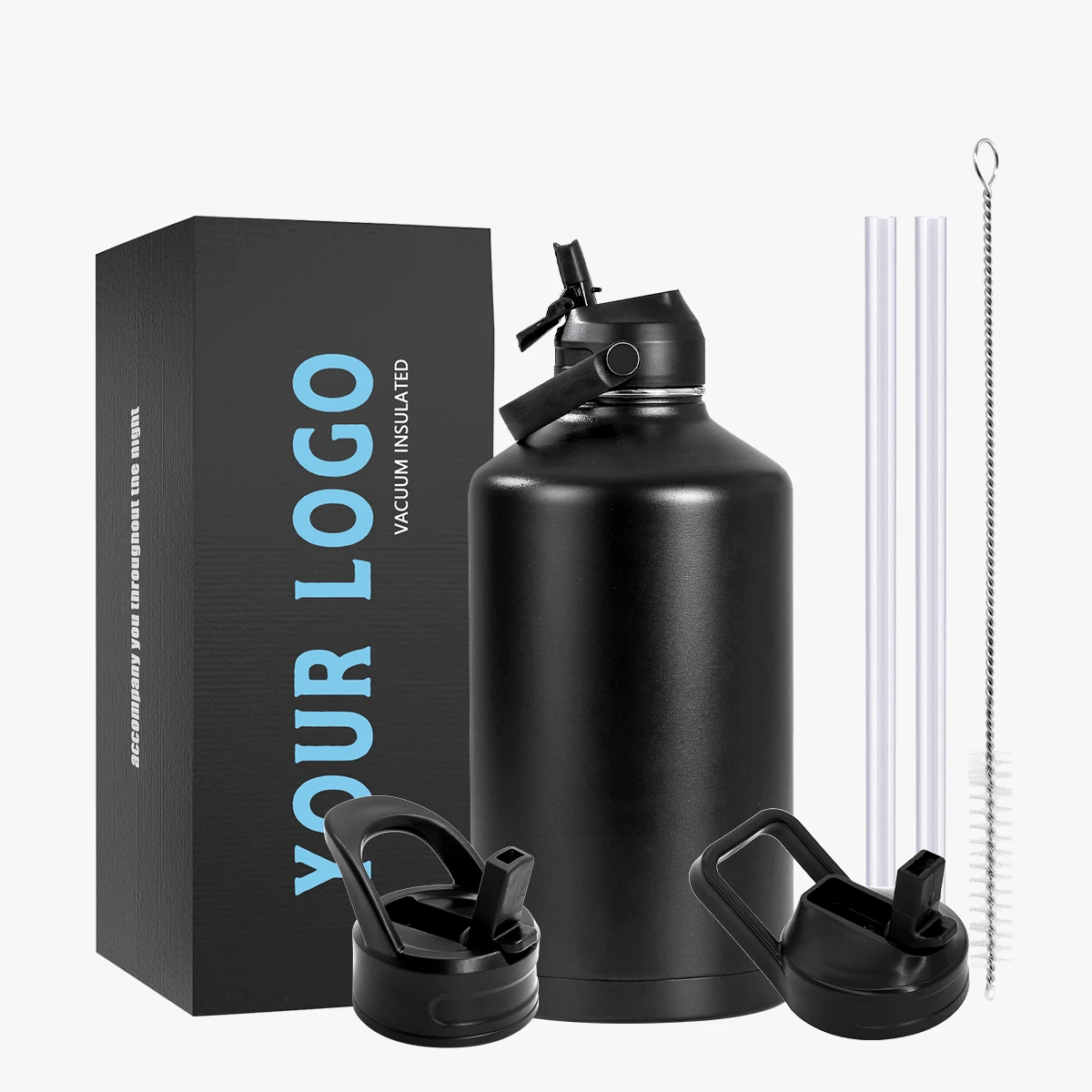 50oz 64oz 80oz 128oz Double Wall Insulated Flask Stainless Steel Wide Mouth Vacuum Water Bottle
