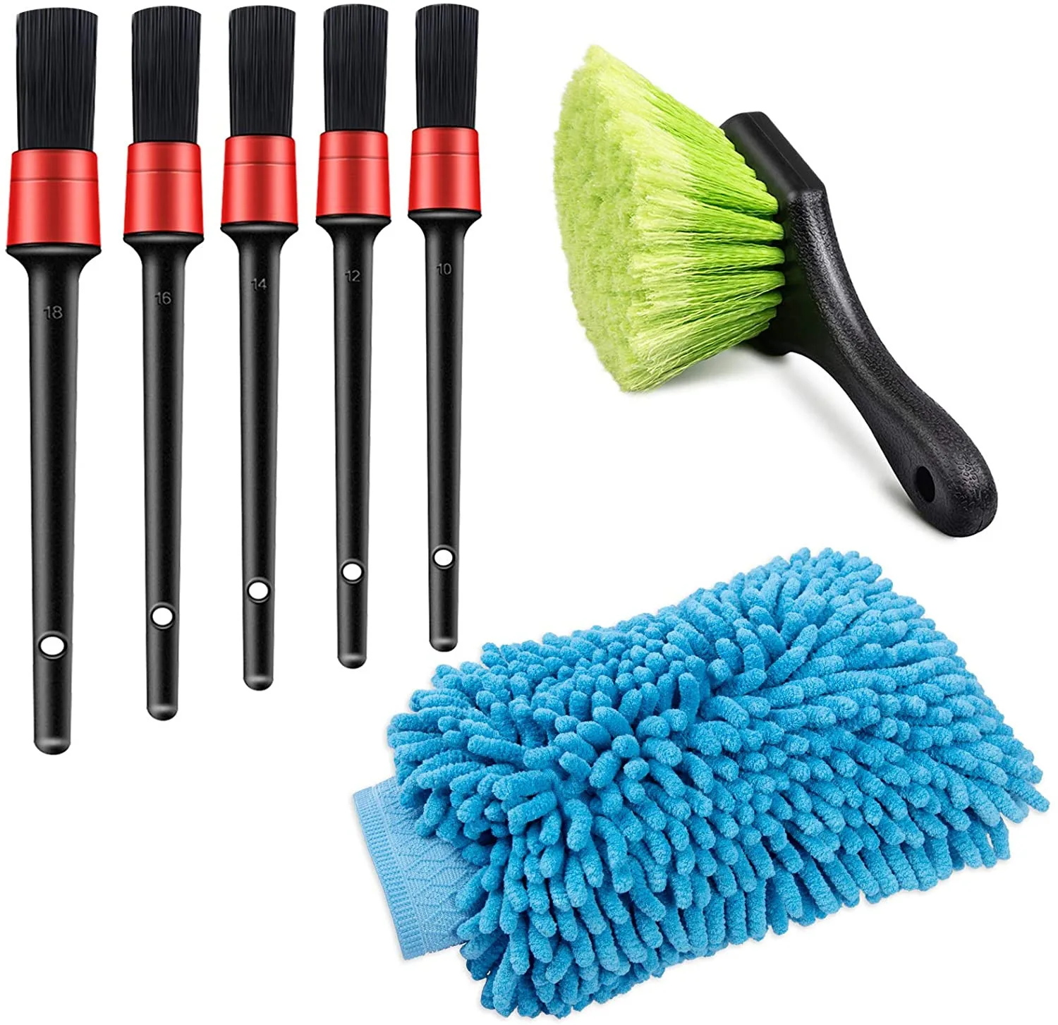7 PCS  Detailing Brushes Car Wash Brush Kit For Cleaning Automotive Cleaning Wheels, Dashboard, Interior, Exterior, Leather