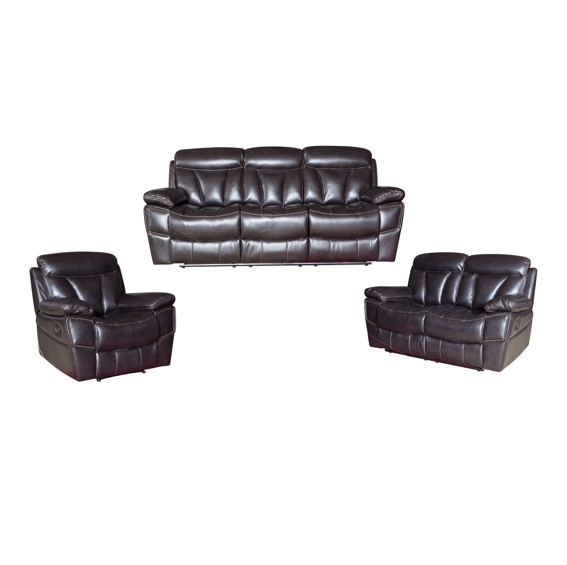 
American style luxury home furniture 1+2+3 leather recliner sofa set 