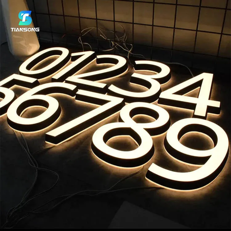 Stainless Steel Backlit House Number Sign 3D Led Backlight Letters For Shop Front Home