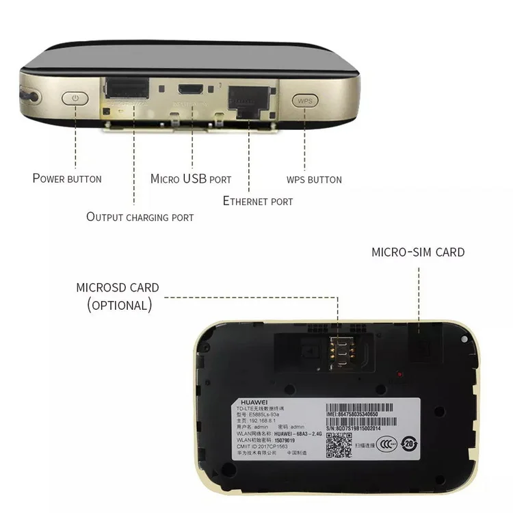 Разблокированный E5885 E5885Ls-93a Мобильный Wi-Fi на возраст 2 4 аппарат не привязан к оператору сотовой связи Cat6 Карманный роутер для Huawei LTE Advanced