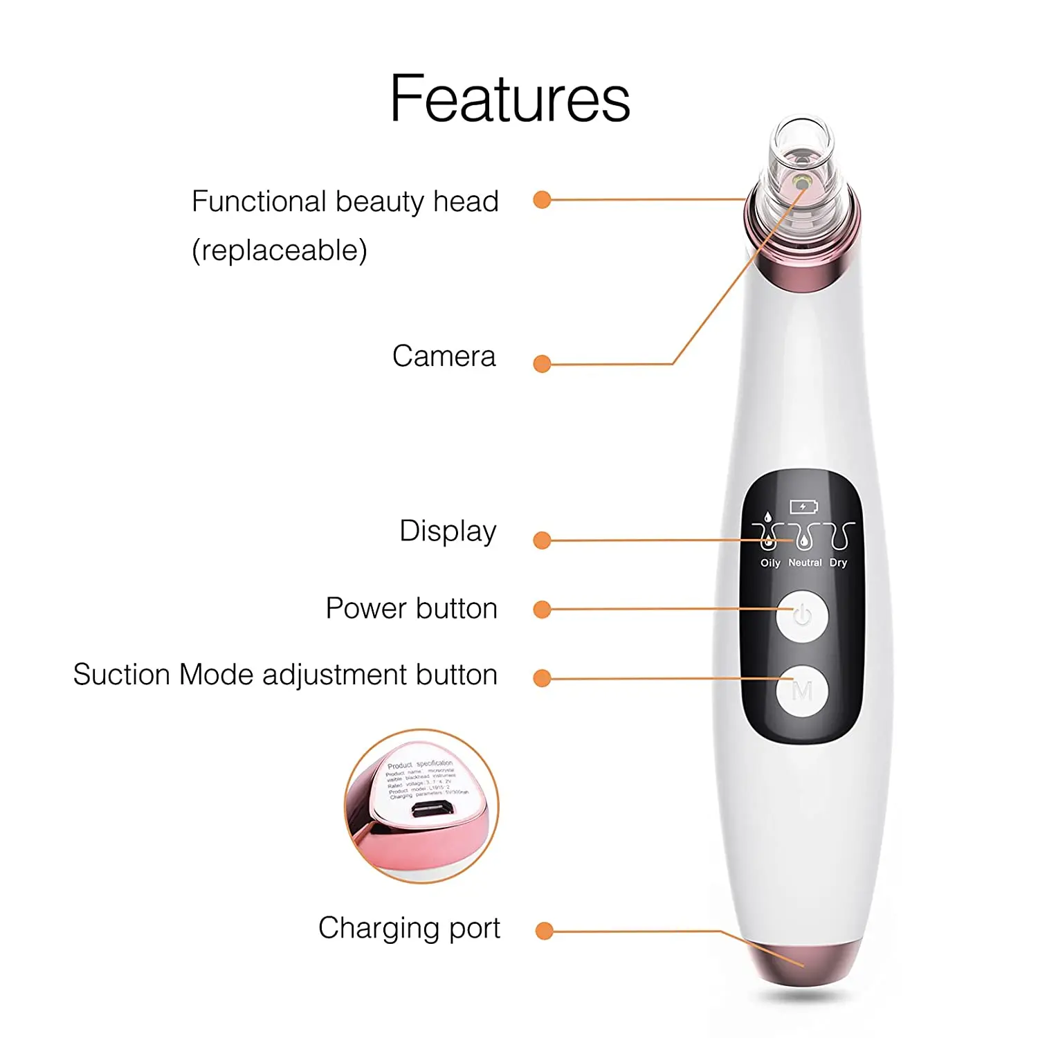 20X Microscope App Visual blackhead remover 2021 Replaceable blackhead remover vacuum with camera
