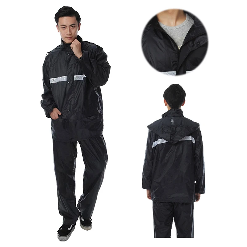 Wholesale Custom Adult Waterproof Motorcycle Raincoat Polyester PVC Double Layer Rain Coat Suit For Men Women Hiking Fishing