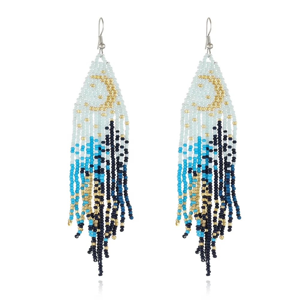 Wholesale Women Fashion Jewelry Exotic Landscape Earrings Boho Woven Seed Beads Earring For Women Jewelry