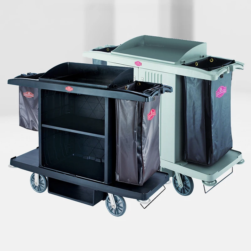 
New plastic hotel room multifunctional cleaning service trolley, high-quality trolley options Quiet and durable 