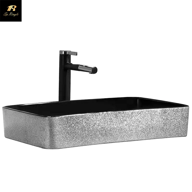  Springle large caliber outlet water saving sanitary ware shiny diamond ceramic silver black one piece flush