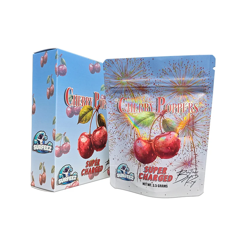 Custom Printed 3.5g box packaging holograph zipper pouch Sealed 8th Plug Smell Proof Special Cali Mylar Bags
