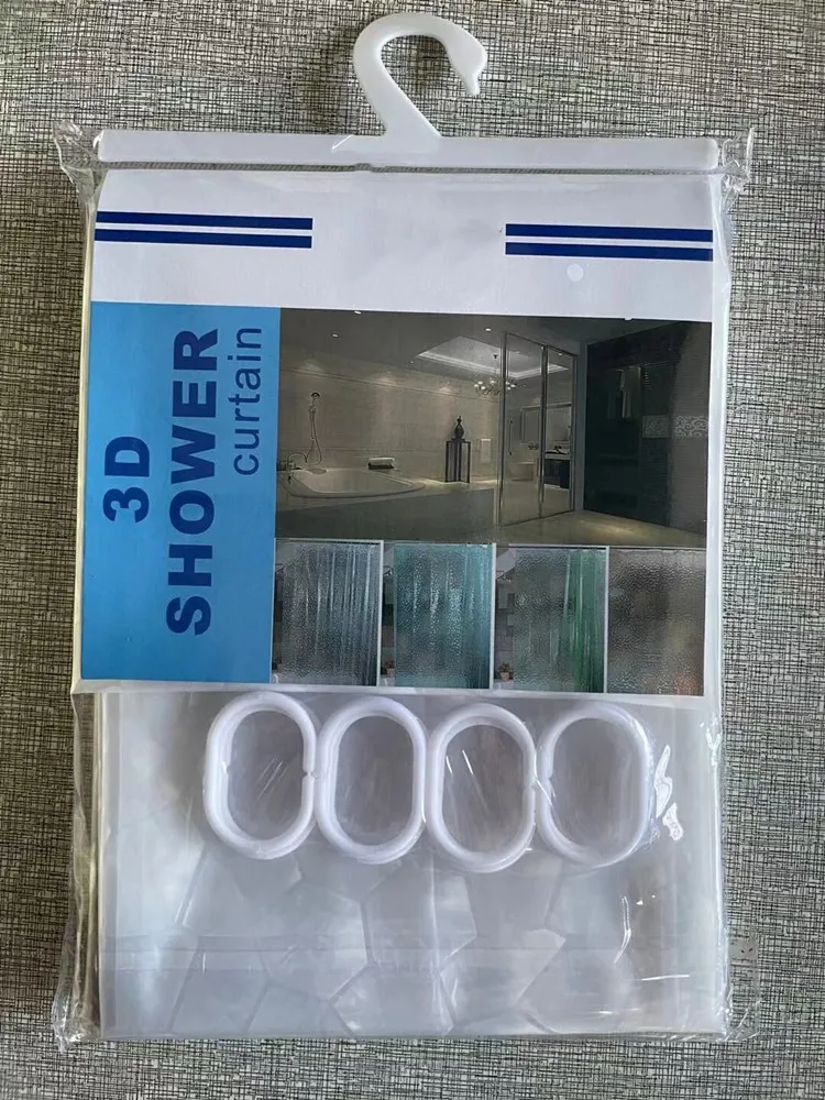 3D Water Cube Clear Bathroom Shower Curtains Shower Curtain Liner with Magnets Waterproof