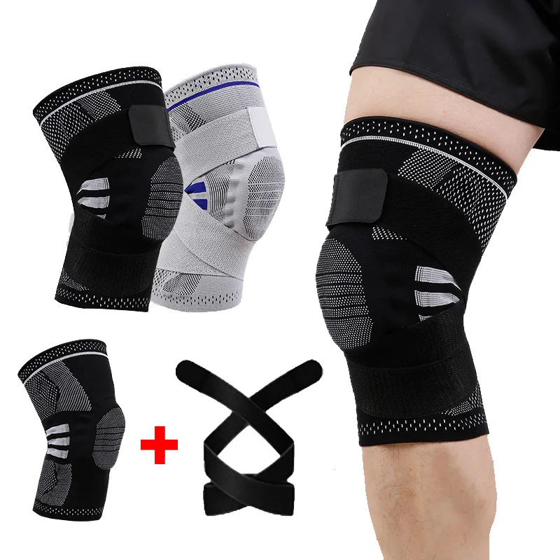 Medical Grade Silicone Patella Gel Pad Side Stabilizers Compression Sleeve Knee Brace Support with Adjustable Straps Rodillera