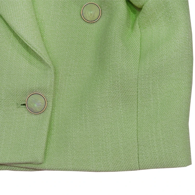 OEM/ODM green blazer women long sleeve tweed light green coating thickness gauge cropped blazer