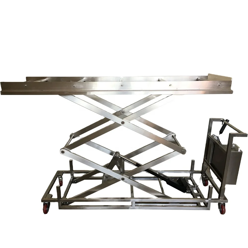 Surgical equipment electric hydraulic mortuary cart with lift system