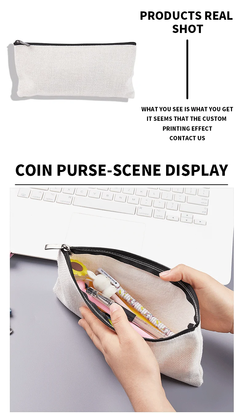 380g  linen Solid Canvas Pencil Pen Bag Large Capacity Creative Korea Fabric Pencil Case For School