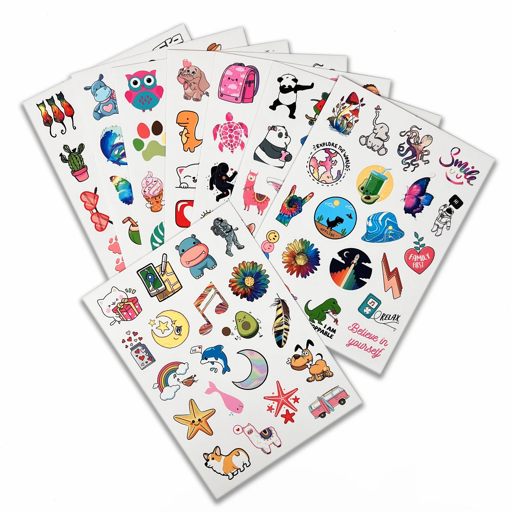 Custom Design Waterproof  vinyl PVC  paper Kiss Cut Sticker label Printing Adhesive Vinyl Cartoon Stickers Sheet for kids