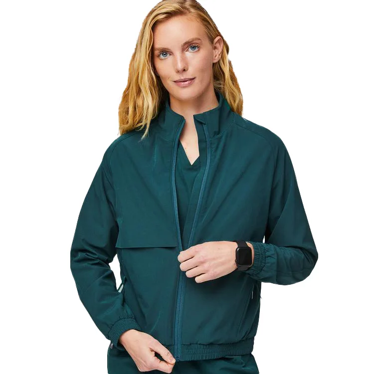 fashionable designs medical scrub long sleeves hospital uniform scrub with zipper scrub jacket set hospital