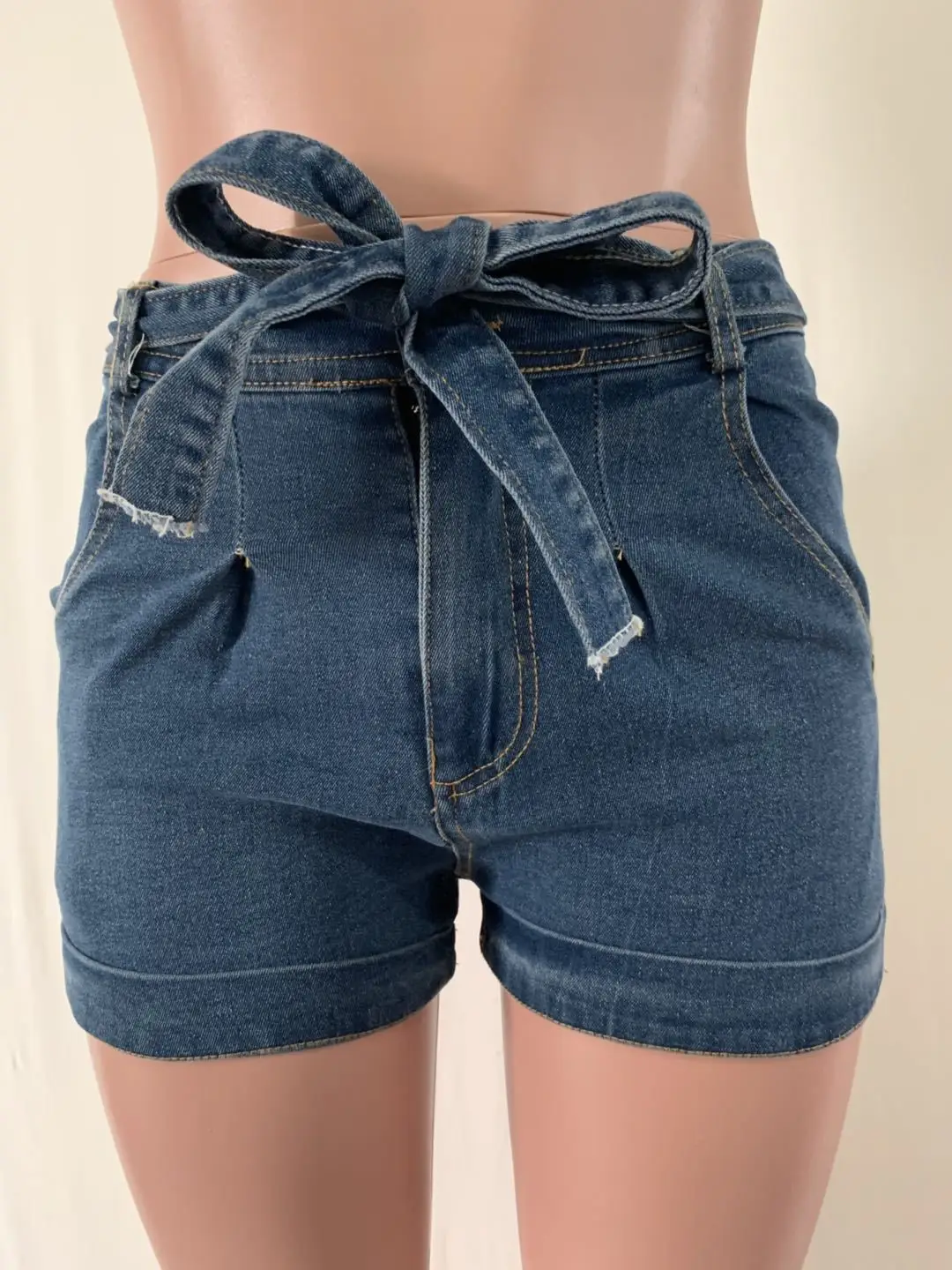 Denim Women Short Waist Elastic Waisted Womens Summer 2022 Jean Black Booty Woman High Wasted Jeans Shorts High-waisted