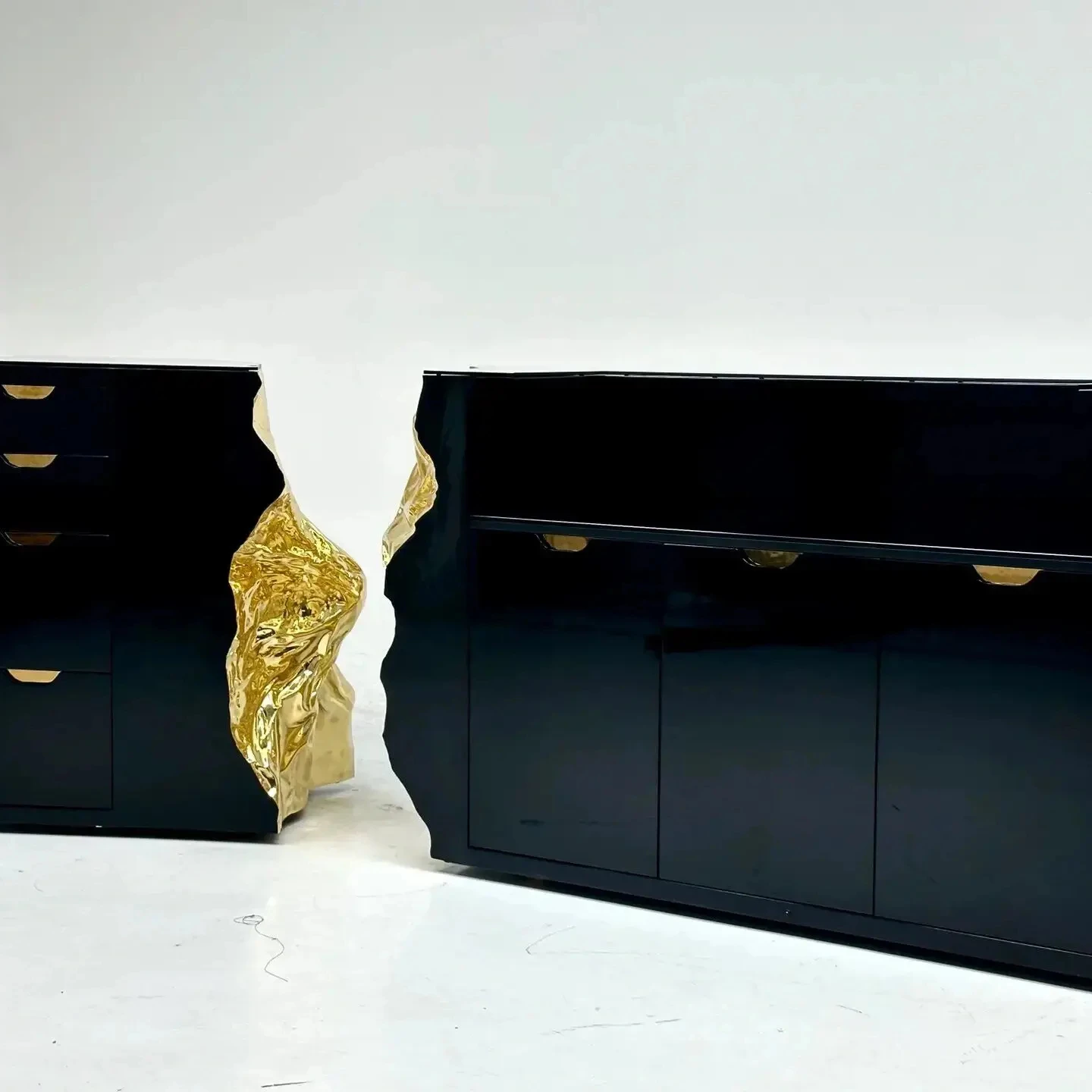 Italian light luxury side cabinet split type designer modern metal personality large capacity storage cabinet