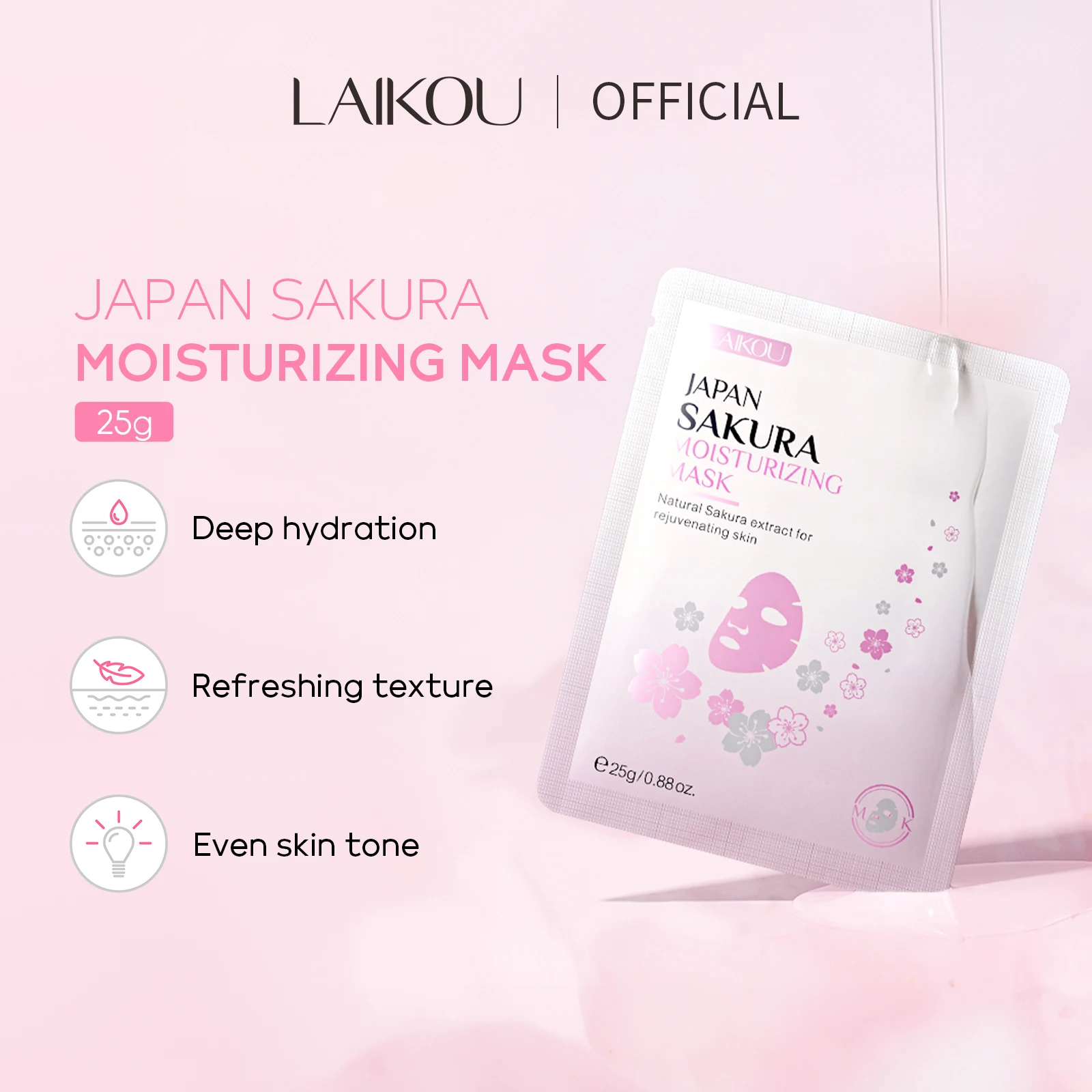 Японская увлажняющая маска LAIKOU Sakura Омолаживающая кожа глубокая гидратация Освежающая текстура ткань достаточно эссенция для лица