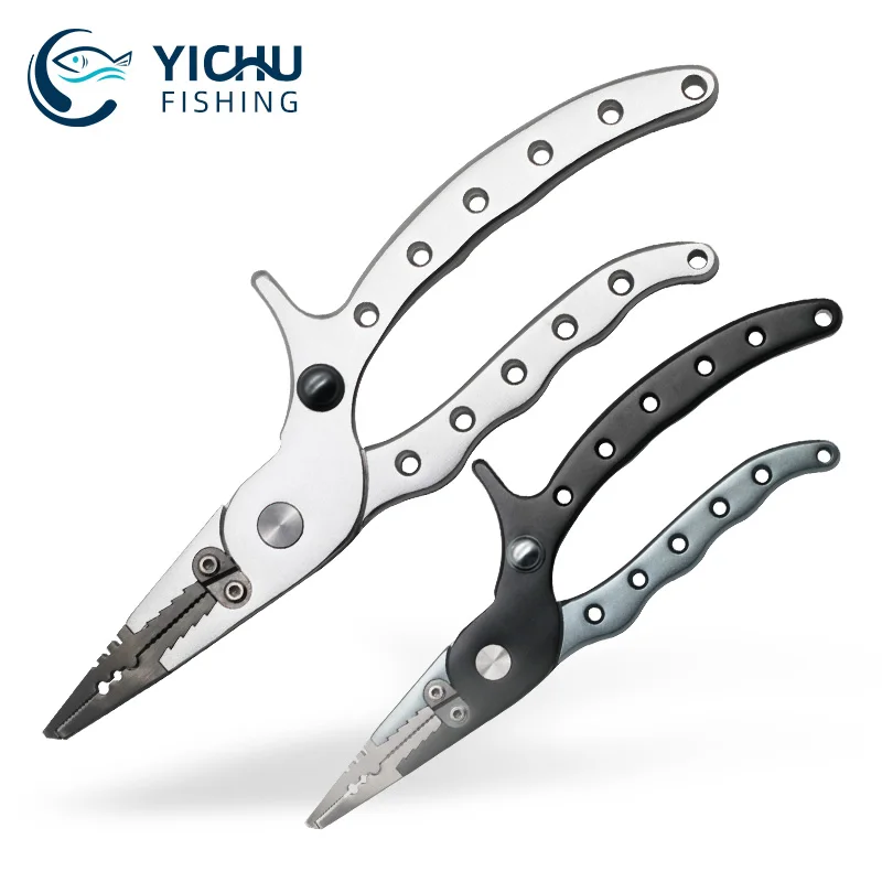 Aluminium Alloy Fishing Pliers with Locks Saltwater Hook Remover Braid Line Cutting Split Ring Pliers Fishing Tackle