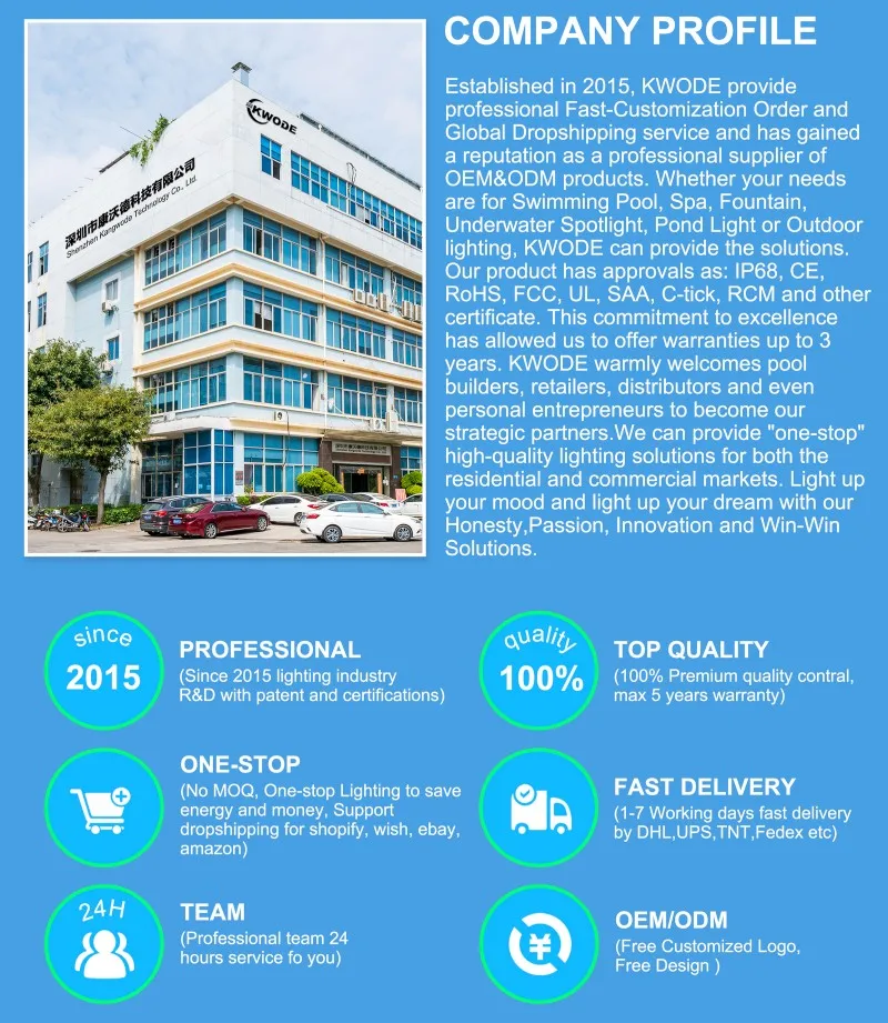 3Years Warranty Kwode Factory Wholesale Par56 Rgb Glass Led Bulb 18 36 Watt Led For Inground Swimming Pools