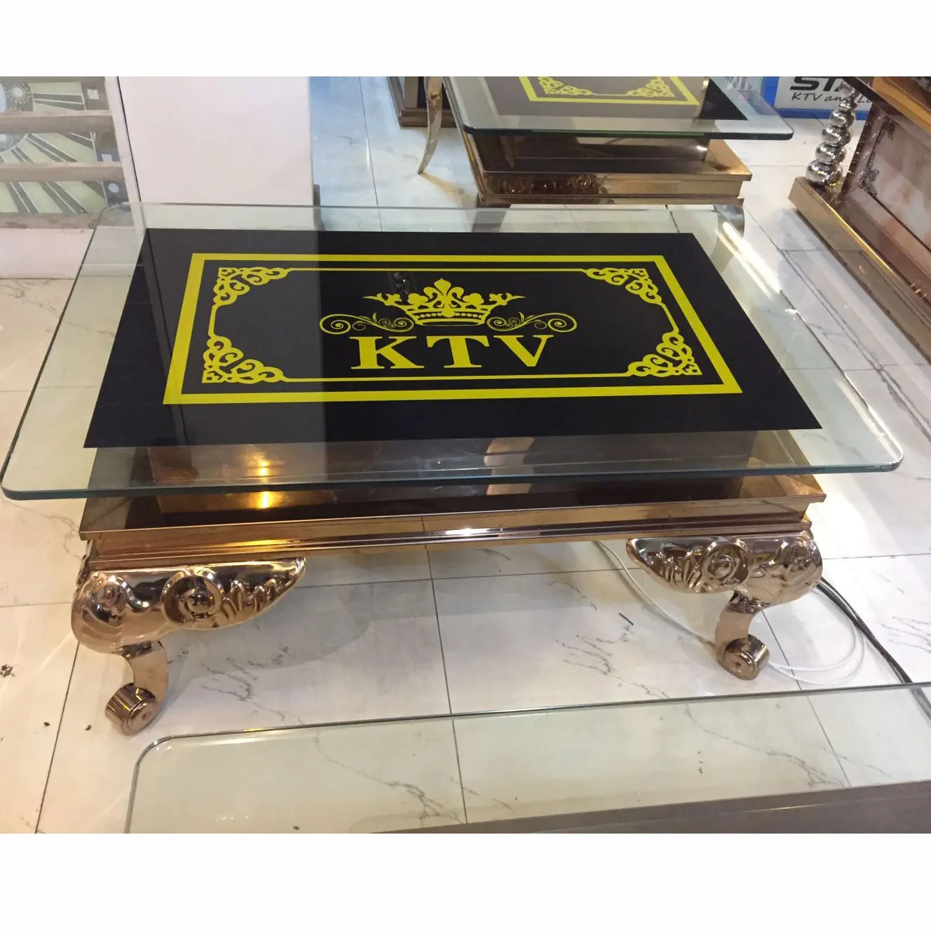 High Quality Led Restaurant Table Bar Furniture Glass Table