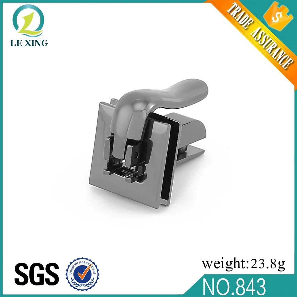 Wholesale bag hardware custom metal handbag lock high quality for bag clip lock metal plates for handbags