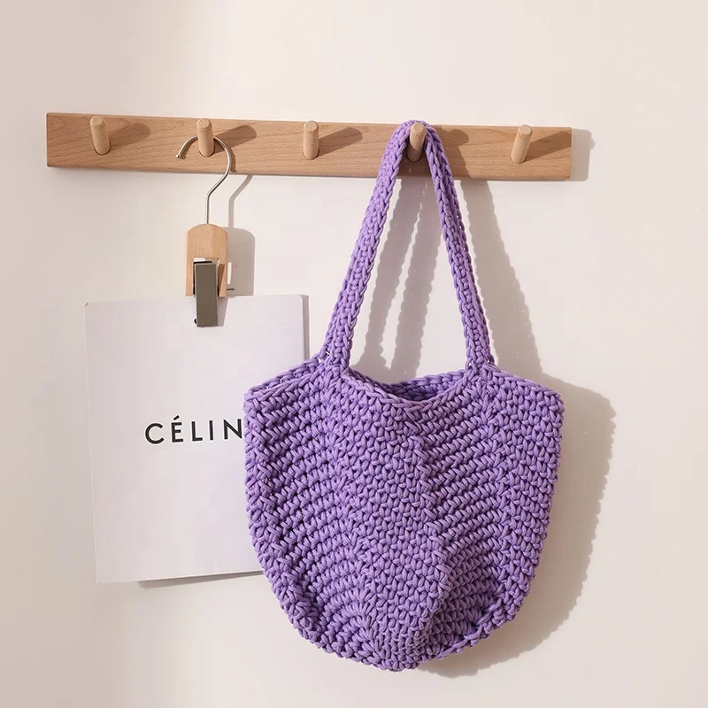 2024 handmade crocheted tote bag with long handle as girl gift box