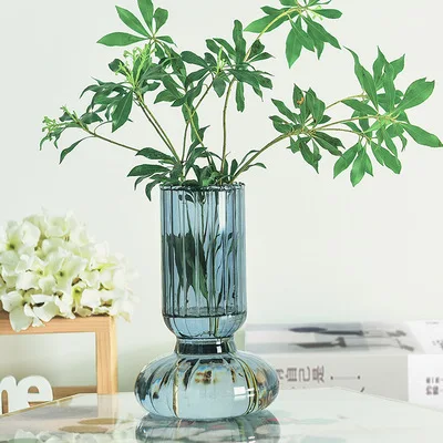Nordic ins color striped hydroponic desktop living room plant vase blue flower