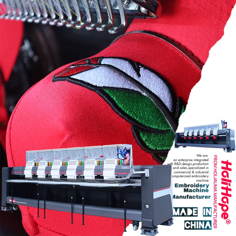10 Years Motor Industrial Embroidery Machine 6 Head for Sale 15 Needles 400*500mm Hat T-shirt Computer Embroidery Machine Swf