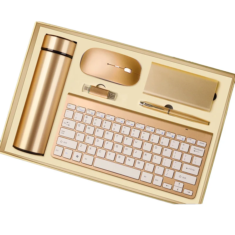 New product ideas promotional gifts keyboard with wireless mouse Power Bnak Notebook pen umbrella business gift set