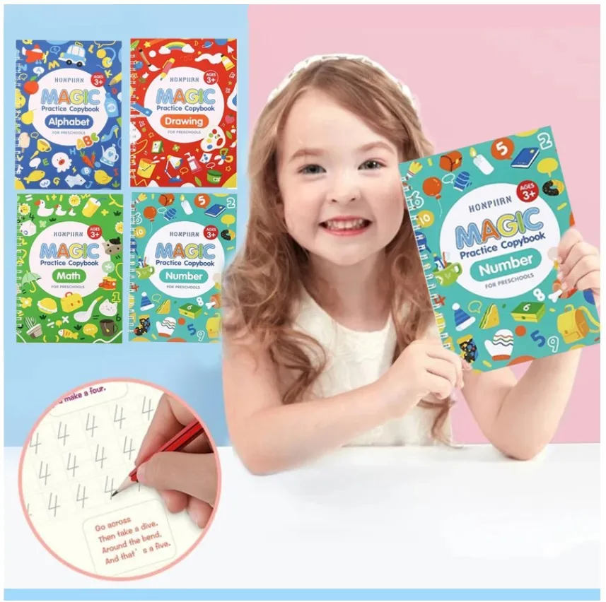 Magic Practice Copybooks Kids Reusable Book Sets  Alphabet Number Drawing Math For Kid