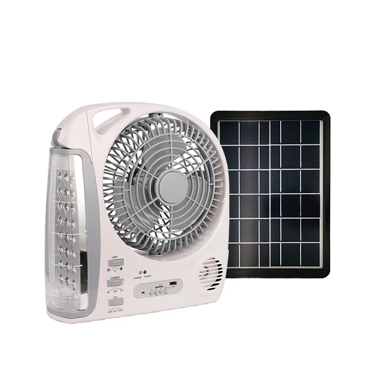 Wholesale 8-Inch AM FM Radio Mini Portable Solar Powered Multi-Function Rechargeable Fan with Emergency Charger Feature GD8028