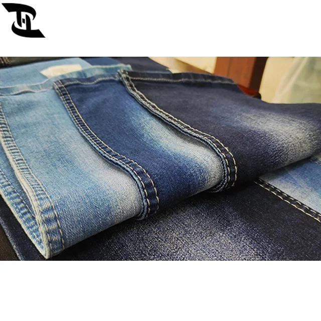 Soft satin denim fabric polyester cotton washed denim fabric twill denim fabric YH1073A