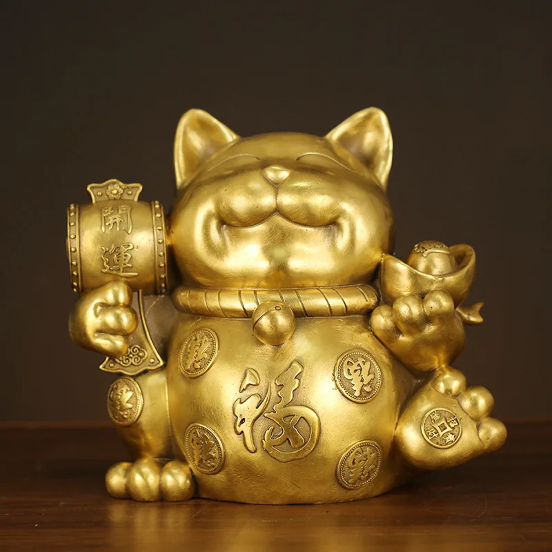 Factory customize brass animals lucky cat copper products cat statues lucky sculpture cat figurine
