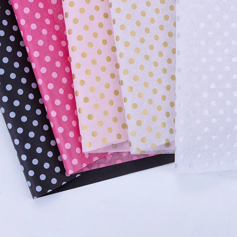 Wholesale 20 Sheets Pack Dot Point Printing Cute Stock 50 *66cm Clothes Shoes Flower Packing Tissue Paper