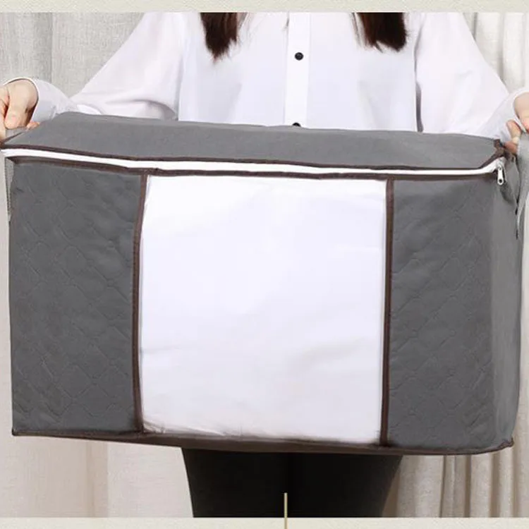 
Folding storage bag Quilt Clothes Zipper Clear Windows Storage bag Breathable fabric storage bag customized 