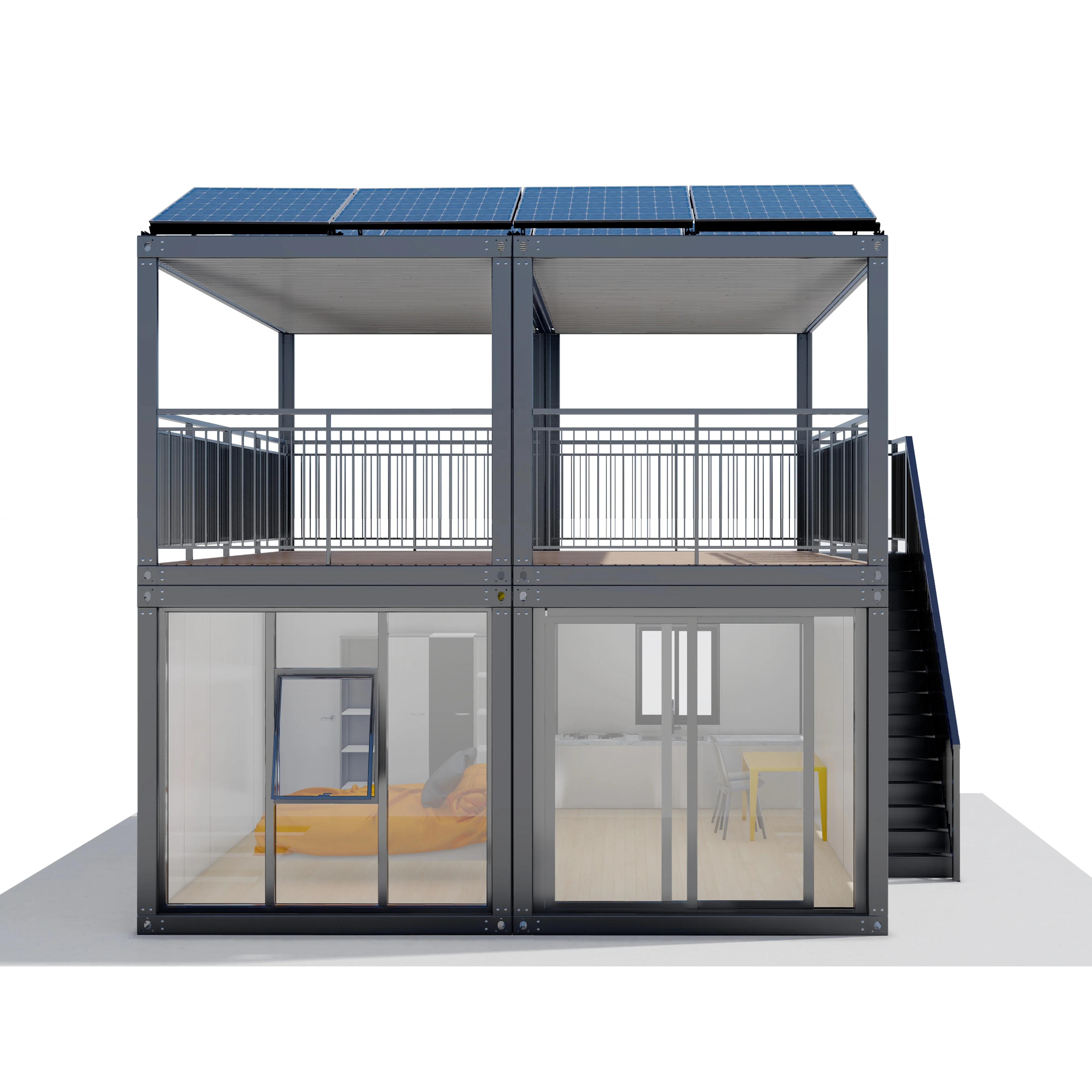 Two-story Foldable and detachable module house solar eco-friendly container house high-tech container home