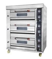 Astar 3 Deck 6 Trays Gas Bread Baking Oven with stone for Pizza baking, with Aluminum tray for bread baking