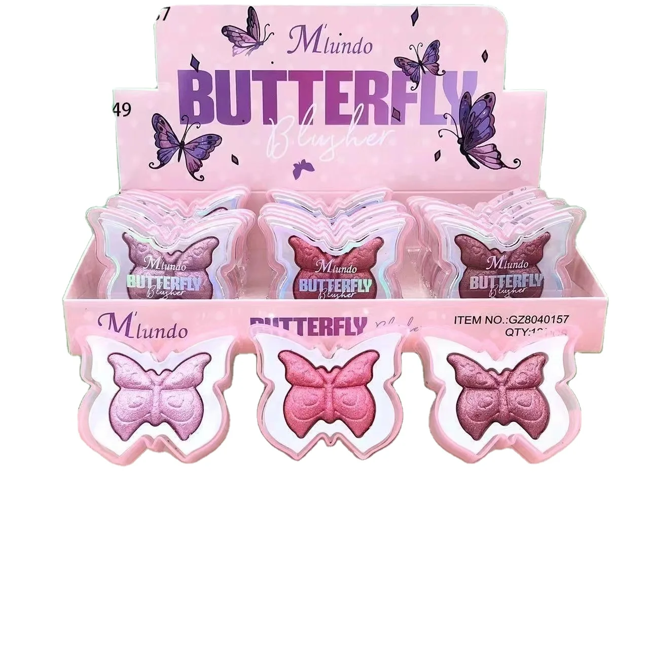 New butterfly powder blusher high gloss eye shadow matte natural makeup rouge sun red nude makeup natural delicate