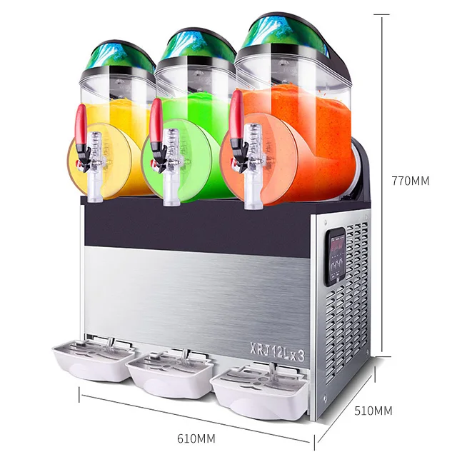 Commercial Frozen Triple Tanks Electric Snow Melting Machine On Sale 12L/Tank Slush Machines