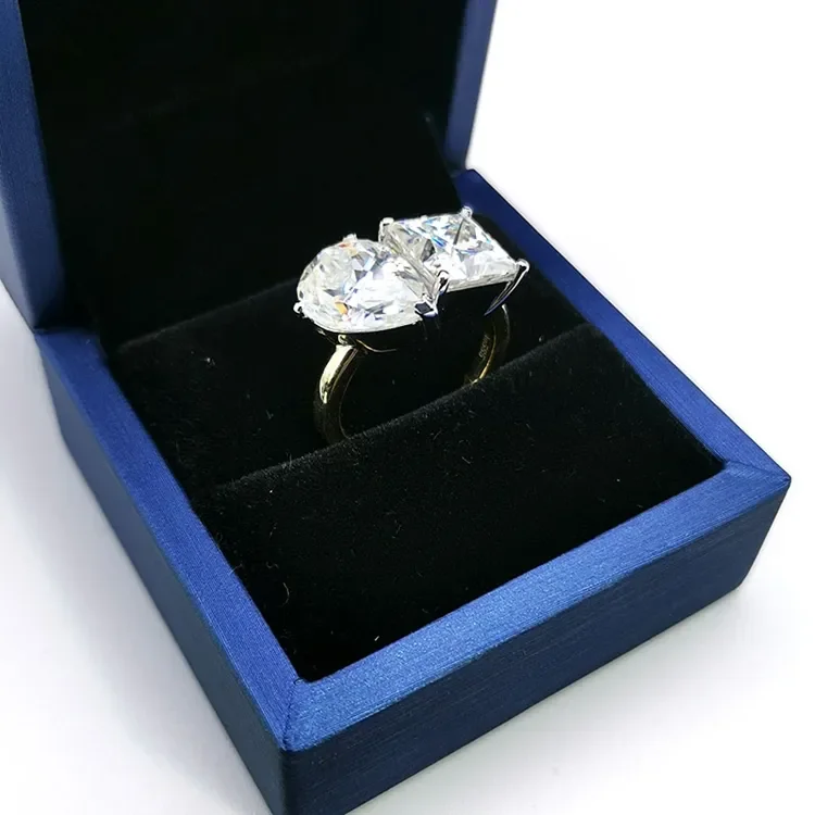 zultanite ring 2stone ring 925 silver plated with K gold personalized engagement ring pure silver pear shaped princess s925