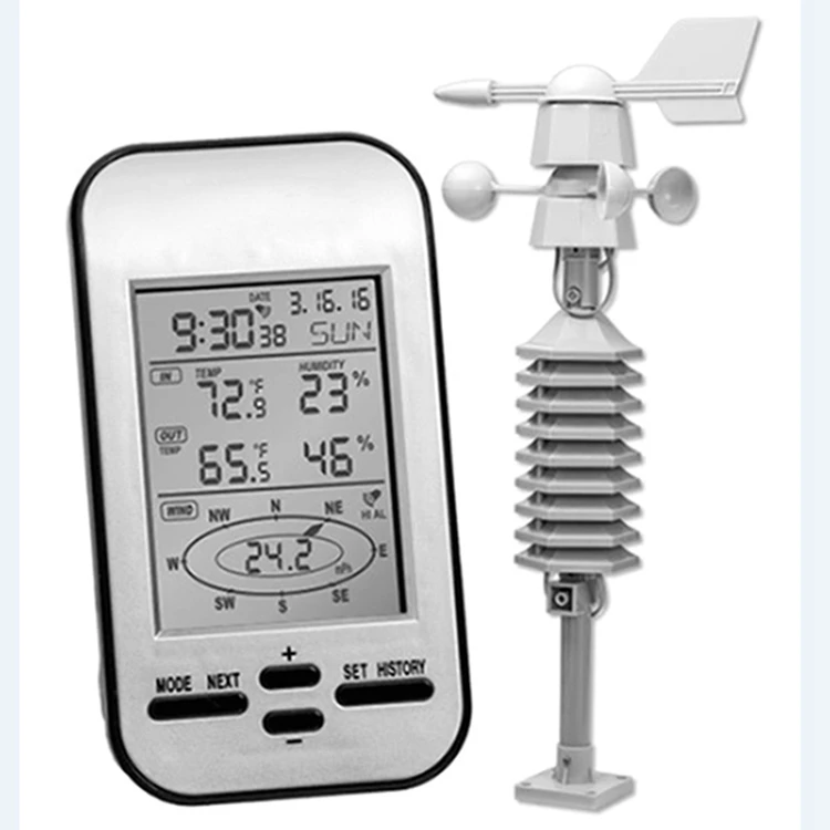 WS0232 Home Wireless Weather Station Anemometer Digital LCD Outside Wind Speed Direction Chill Temperature Humidity Meter Sensor new