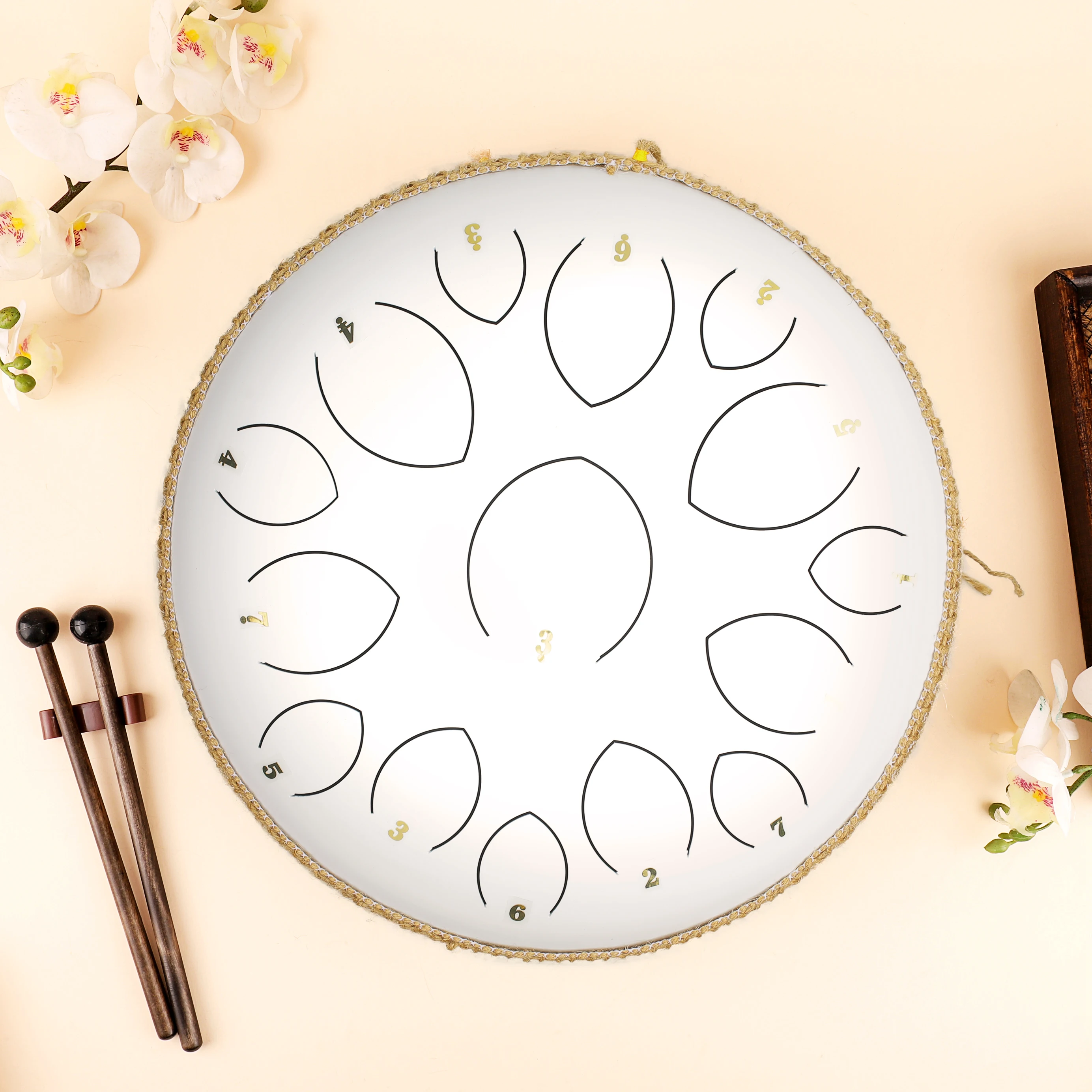 Factory offer the big size  design 14 inch (35 cm) 15 tongue white  hank drum D key balmy drum  steel tongue drum