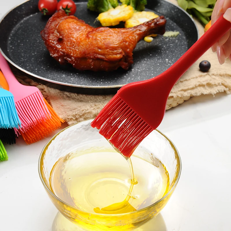 Food Grade Silicone Basting Brush Heat Resistant Pastry BBQ Grill Brush with Sticks Kitchen Cleaning Accessory for Home Use