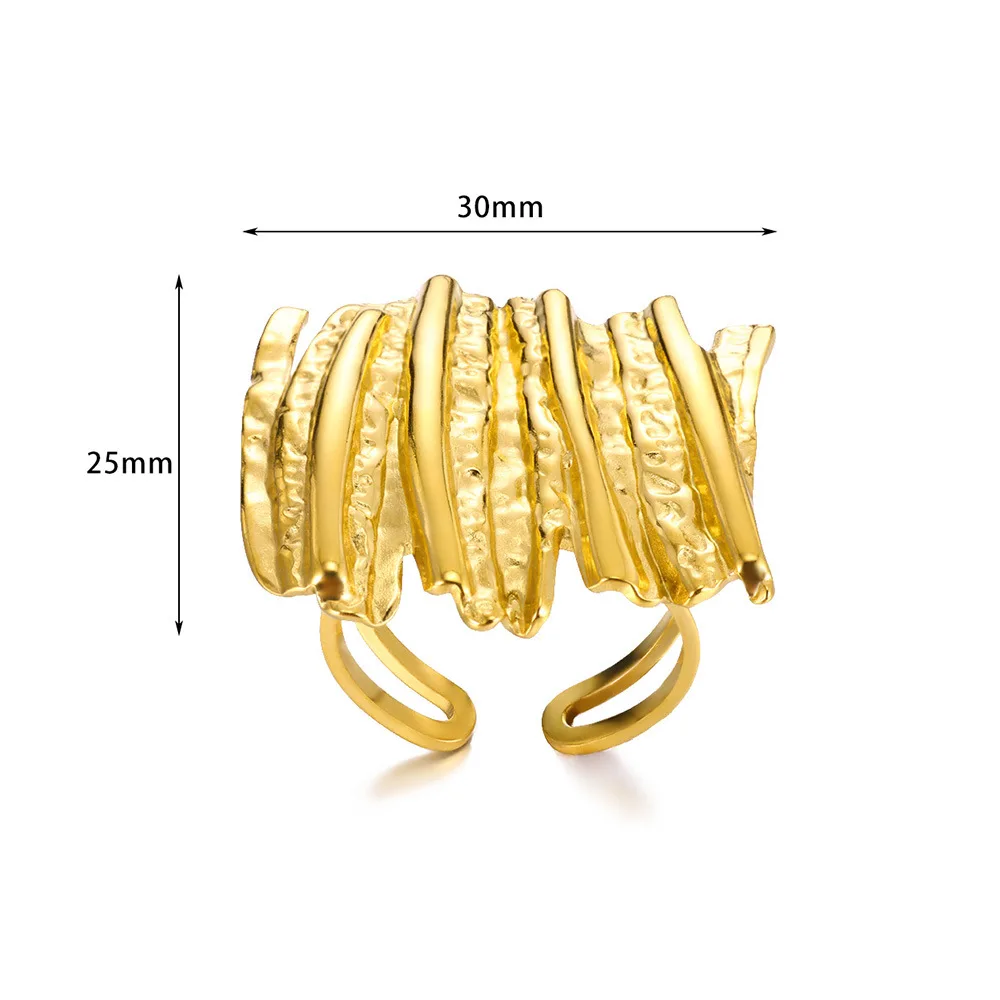 Fashion Wholesale Waterproof Stainless Steel Open Ring Gold Plated Stainless Steel Floral exaggerate rings for women