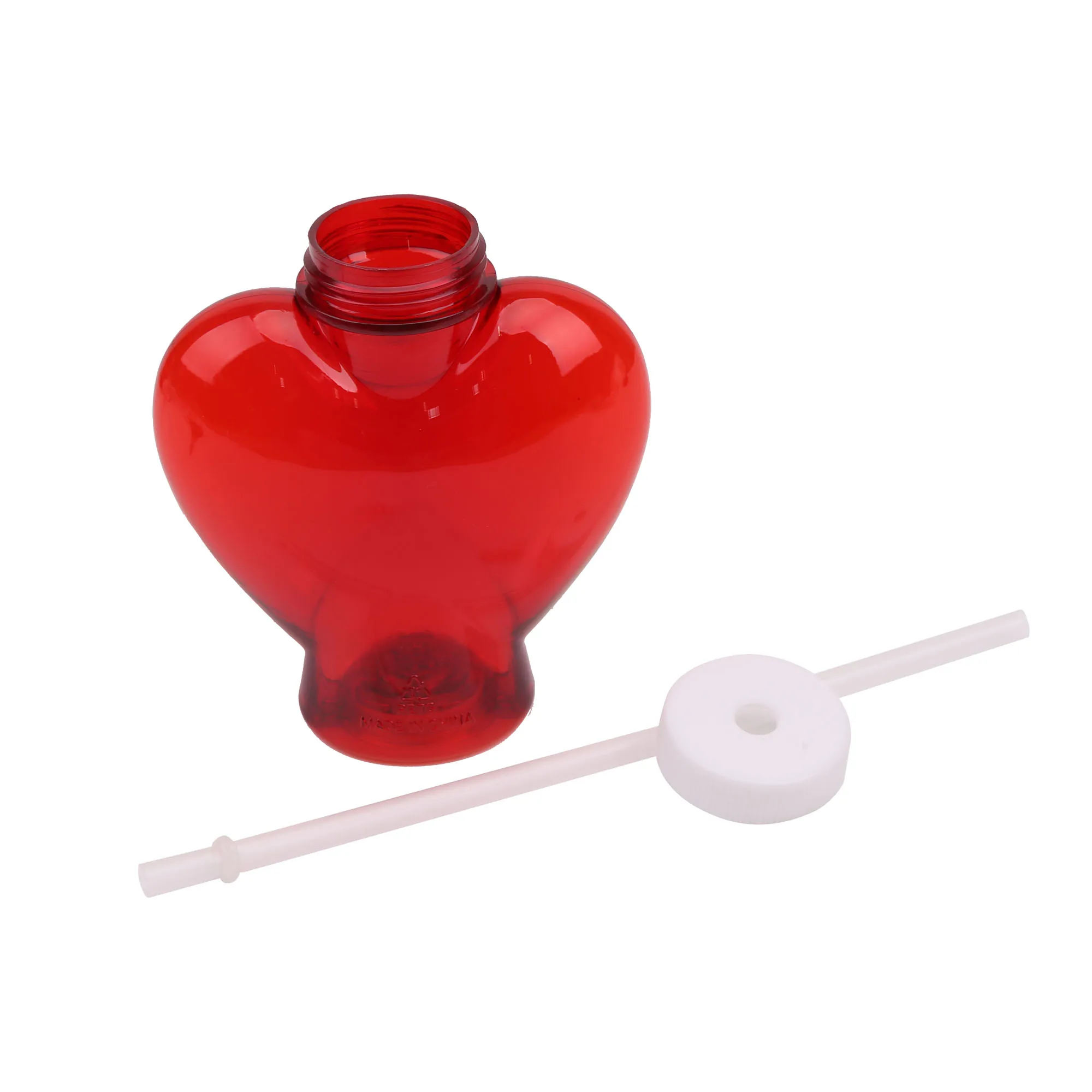 Hot Sales Valentine Drinking Beverage Water Bottle  Custom Light Up Plastic heart Cups with straw
