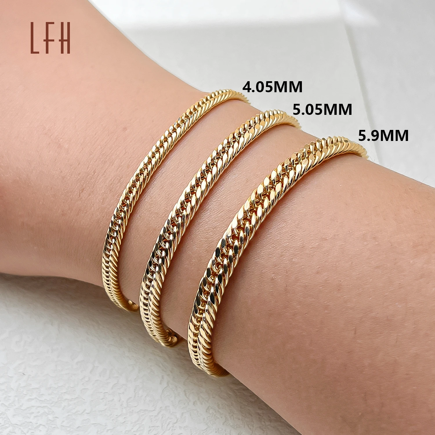 Hip Hop 4mm 5mm 6 Mm 18k Real gold Cuban Chain Bracelet Gold real Jewelry 18k  Men Chunky Metal Bracelets & Bangles