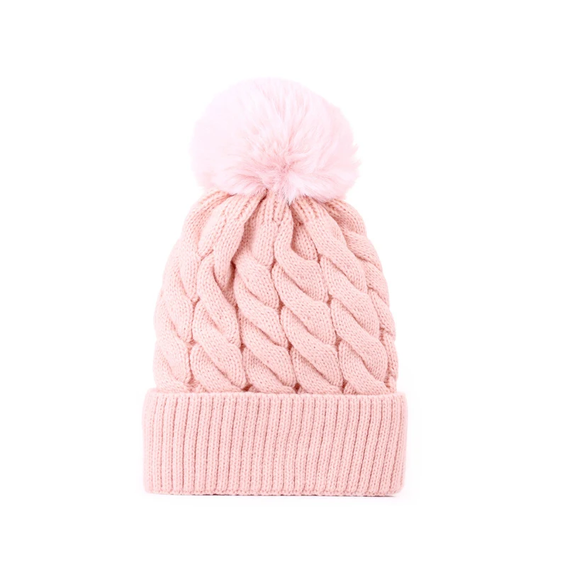 Wholesale New Winter Hats for Woman Thicker Beanies Knitted Cap Girls Autumn Beanie Hats Fleece-lined Warmer Bonnet Casual Cap
