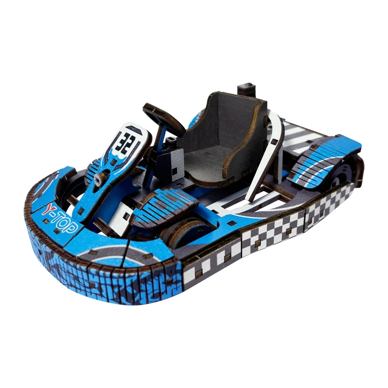 New Original Design Mini Go Kart Model Car Toys Wooden 3D Puzzle Colorful Cars Puzzles Educational Assembly Kits Racing Game